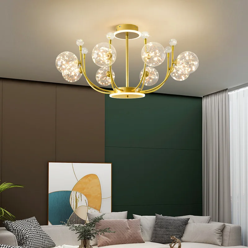 

Nordic LED Chandelier Modern Living Room Dining Kitchen Ball Ceiling Hanging Lamp For In The Hall Loft Home decor Light Fixtures