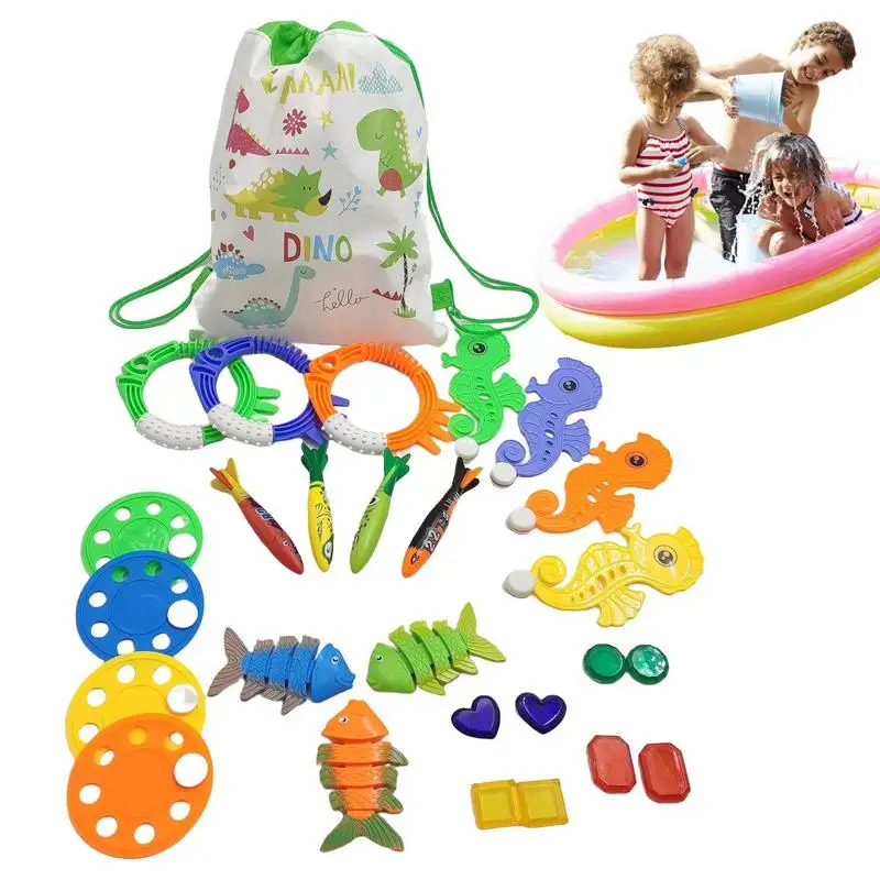 

Kids Pool Toys Water Toys With A Storage Bag 27 Pieces Interactive Pool Games Diving Training Pool Toys For Kids