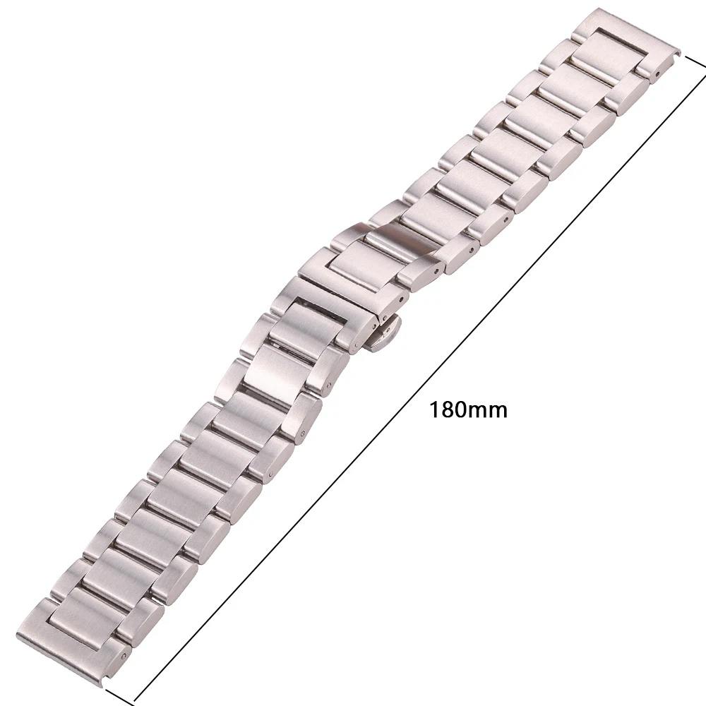 Elegant Brushed Stainless Steel Watch Band Bracelet - Unisex Versatile Design