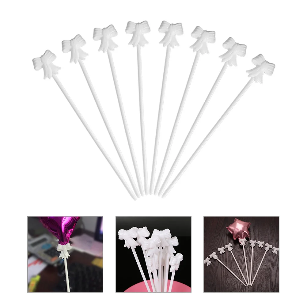 

50 Pcs Balloon Stick Base Reusable Stand Sticks Bow Tie Bowknot Support Rods Pole Plastic Connector