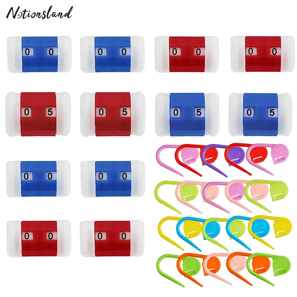 

20PCS Knitting Crochet Locking Stitch Markers Colorful Needle Clips with 4pcs Row Counters for Crocheting Knitting Accessories