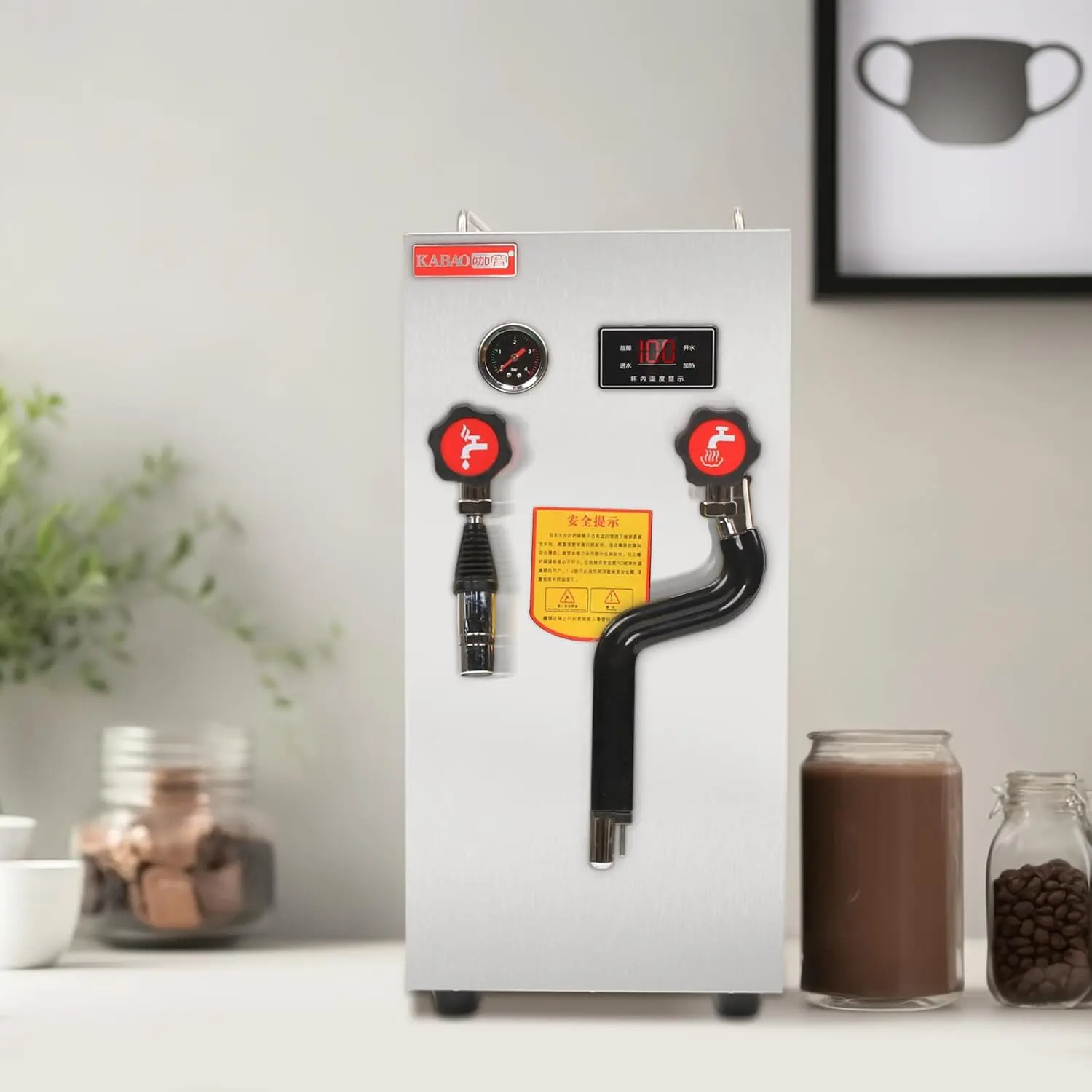 Milk Frother,8L/ 2.1Gal Full-Automatic Steam Boiling Water Frothing Machine with LED Display, Milk Foam Maker for Espresso Coffe 2