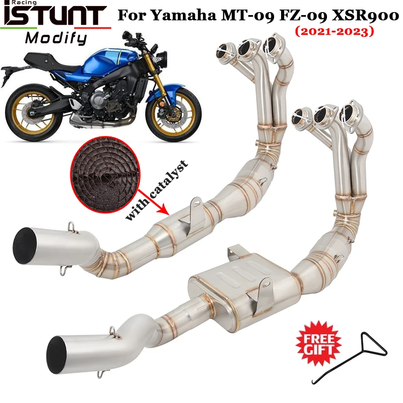 

Slip On For Yamaha MT-09 MT09 FZ-09 XSR900 2021 2022 2023 Motorcycle Exhaust Escape Systems Modify Front Link Pipe With Catalyst