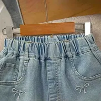 Shorts d'été en jean pour filles, pantalons courts en Denim avec nœud brodé, à la mode, pour enfants de 2 à 12 ans, vêtements en coton pour enfants, nouvelle collection 3