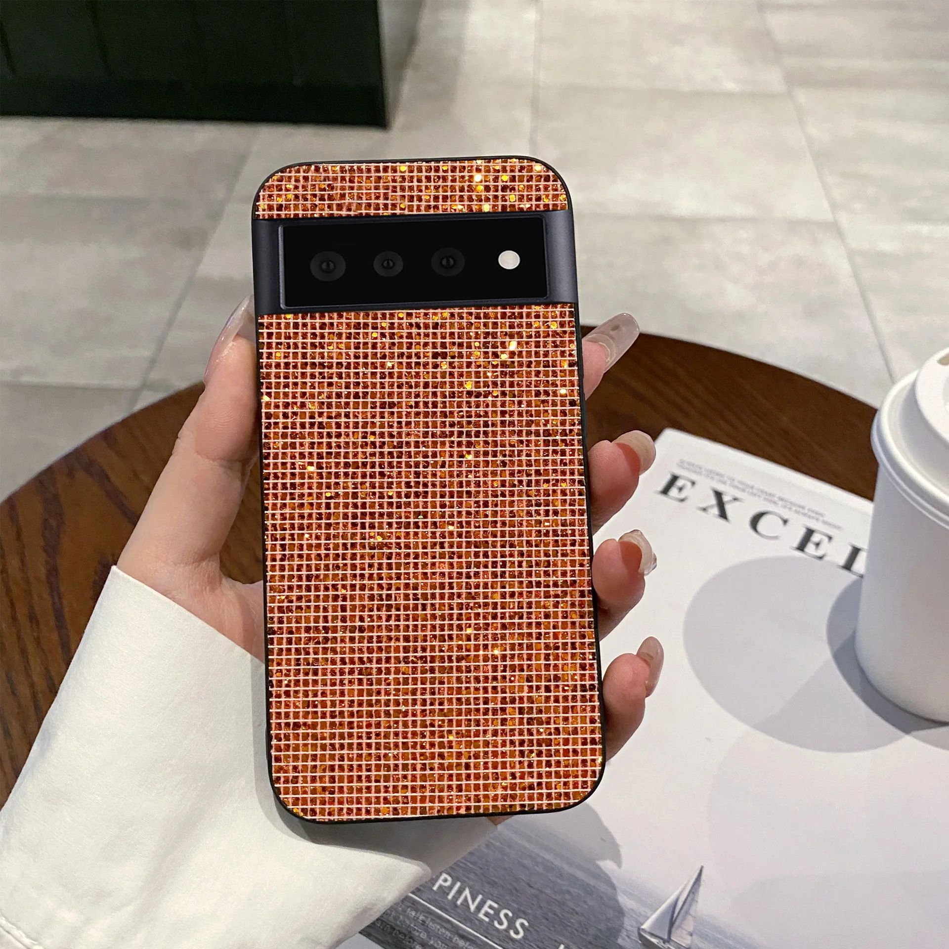 Vibrant Glitter Grid Pattern Shockproof Phone Case