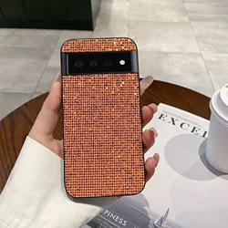 Vibrant Glitter Grid Pattern Shockproof Phone Case - Google Pixel 8 (Orange)