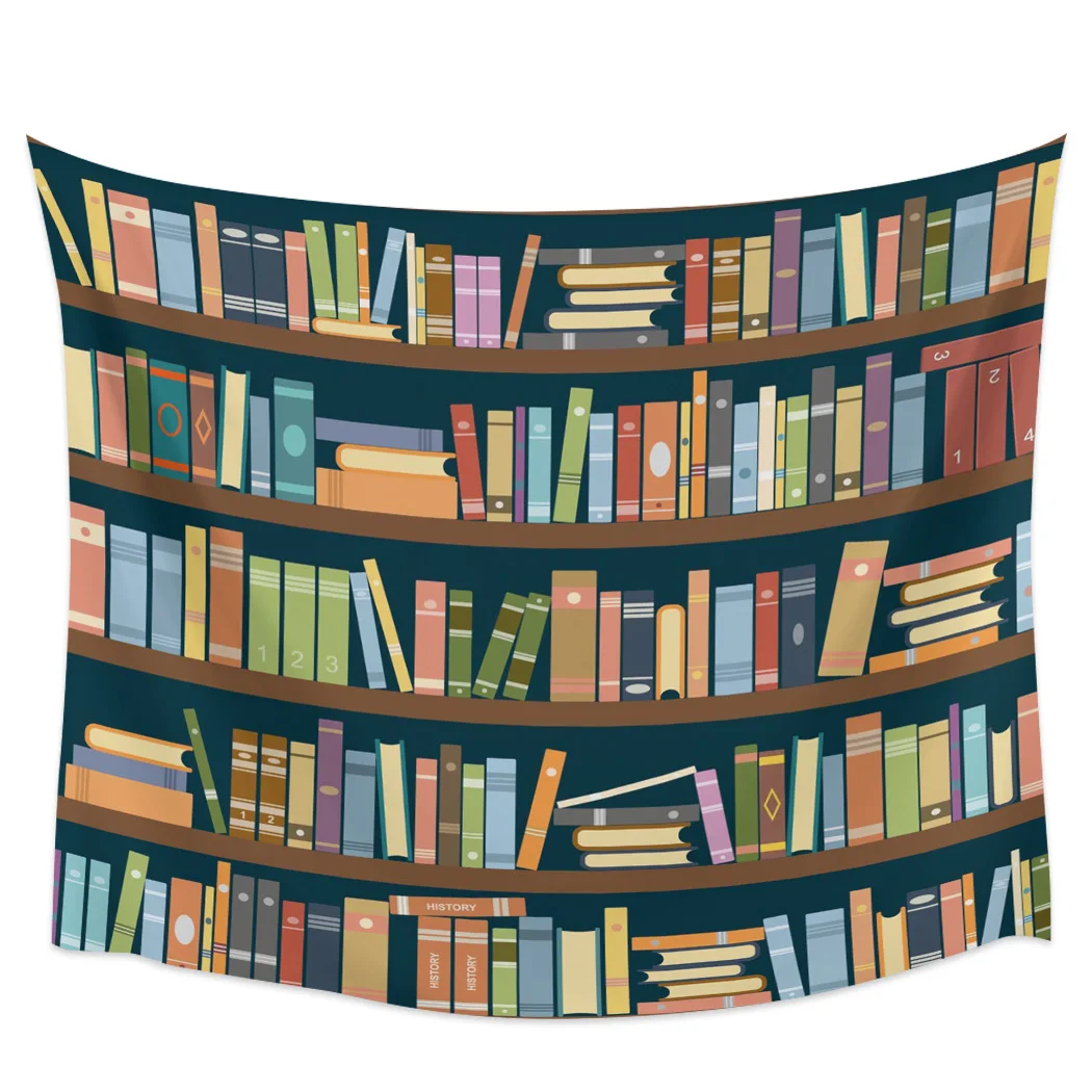 Books Tapestry Wall Hanging Bookshelf Library Tapestry Large