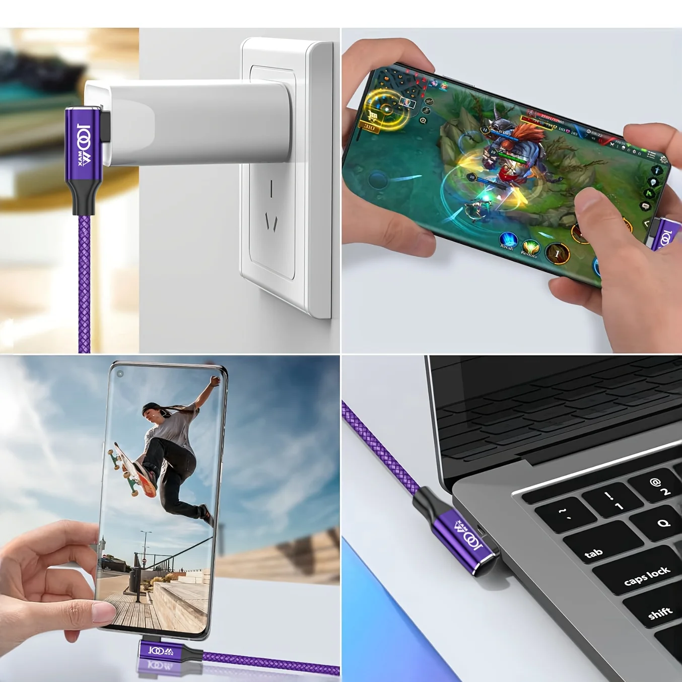 Durable Purple Nylon Braided USB-C Charging Cable
