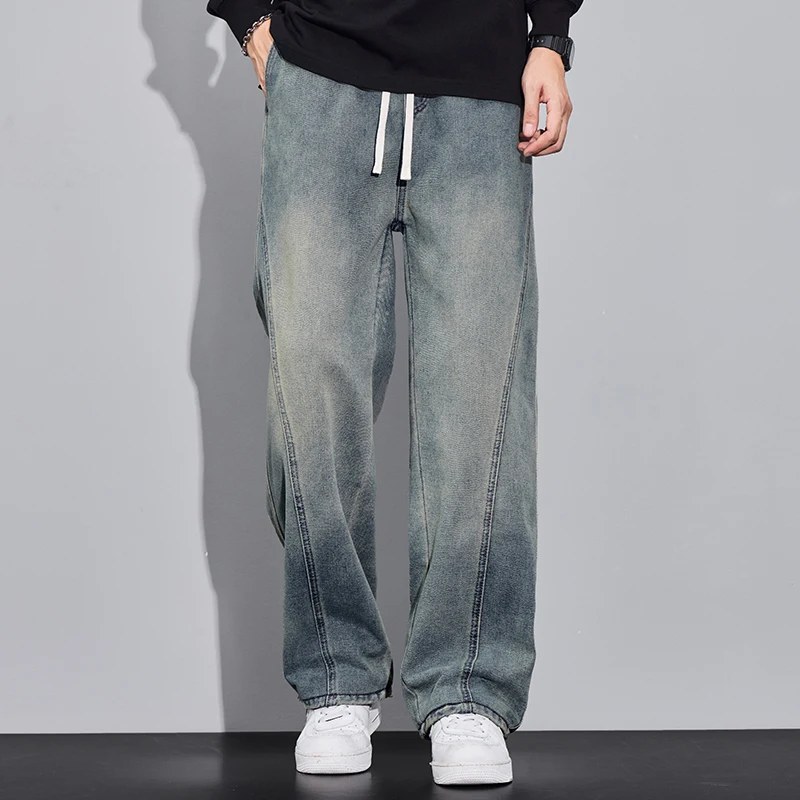 2025 Autumn Fashion Straight Jeans Men's Clothing Loose Casual Korean Pants Student Vintage Denim Trousers Male Streetwear 4