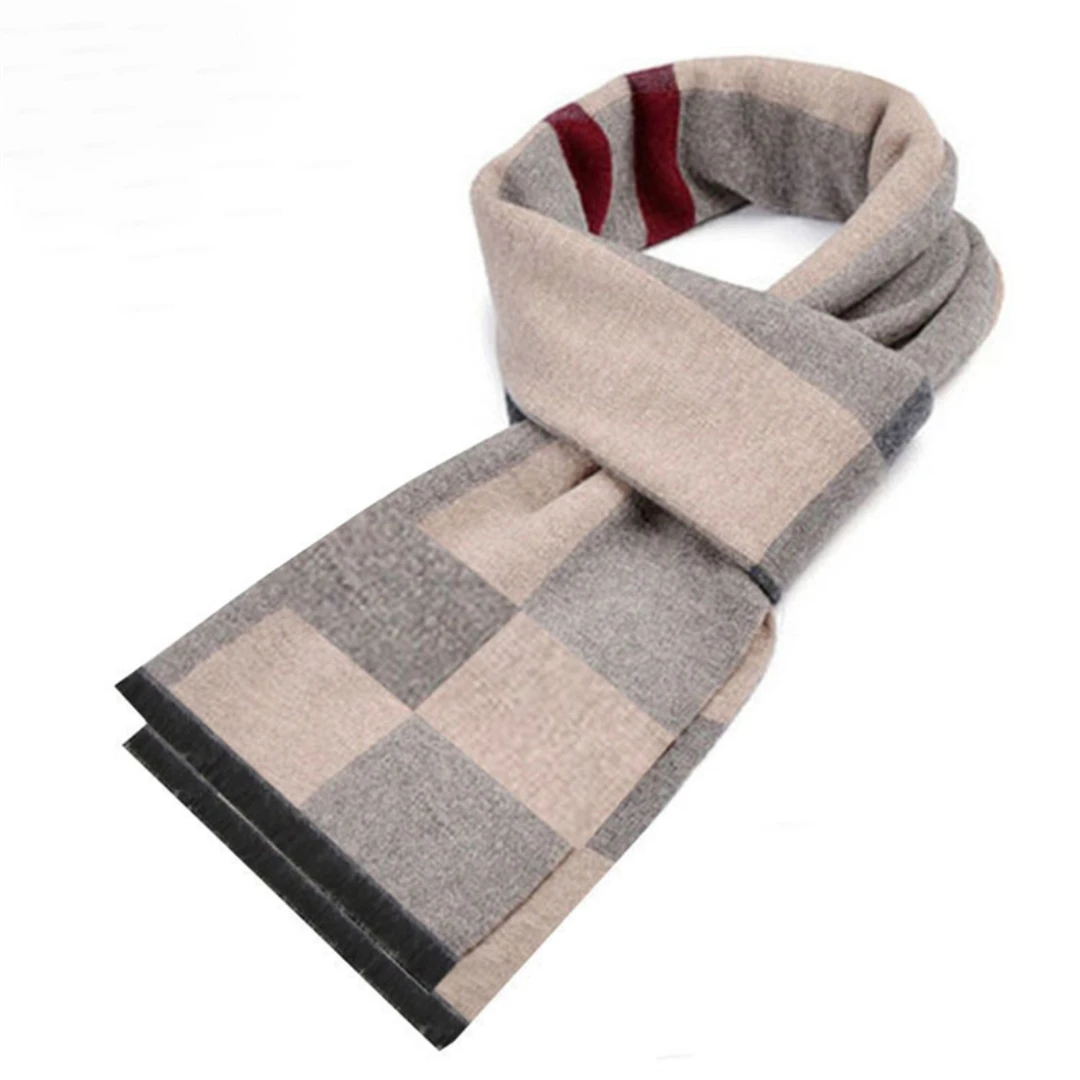 Men's Plaid Scarf Neck Wrap Autumn Winter Spring Fall Gentleman Cashmere Feeling Soft Warm