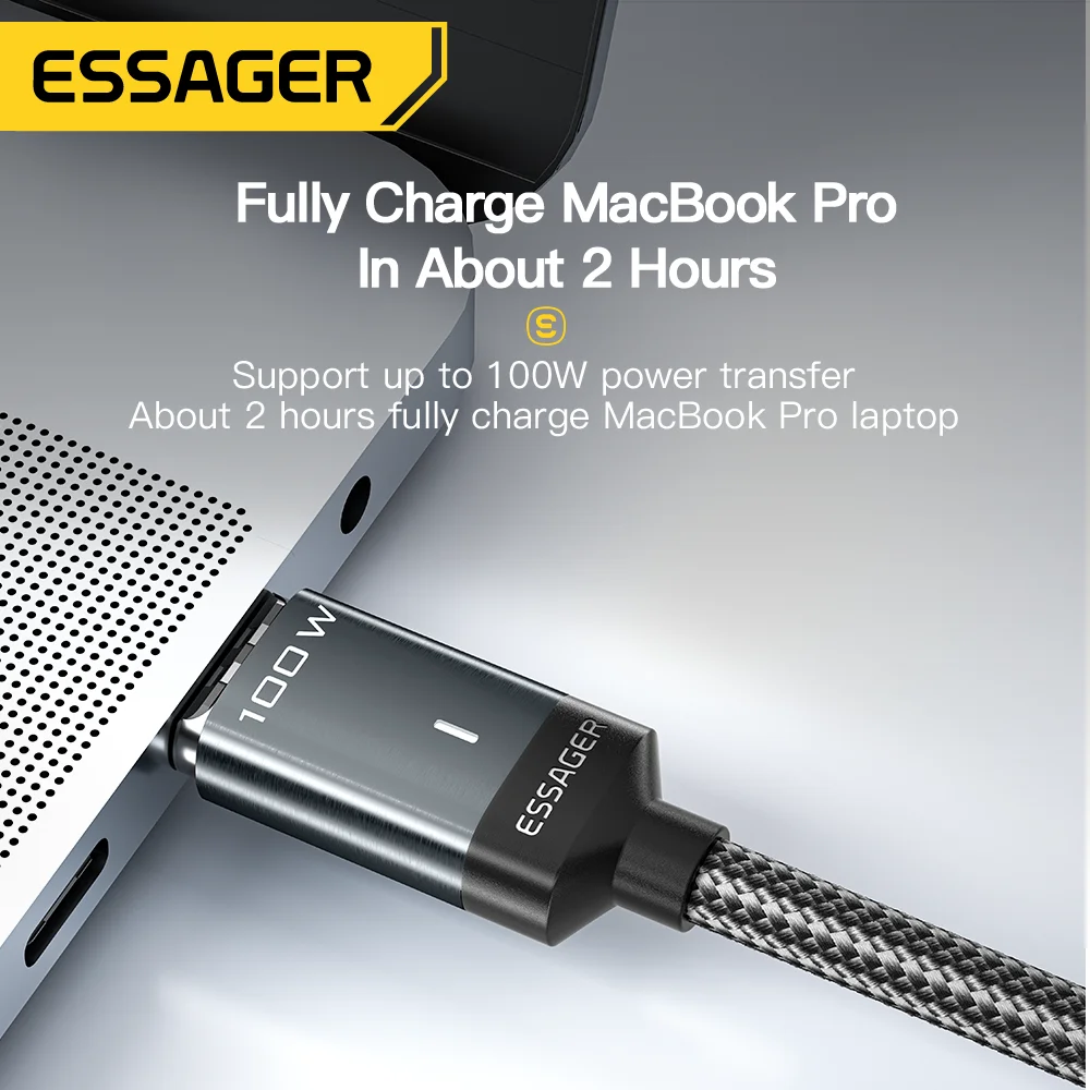 Essager USB C Kabel Magnetische 100W USB Typ C Kabel PD 5A Schnelle Lade Datenkabel Für Macbook Pro xiaomi Huawei P30 Pro Samsung