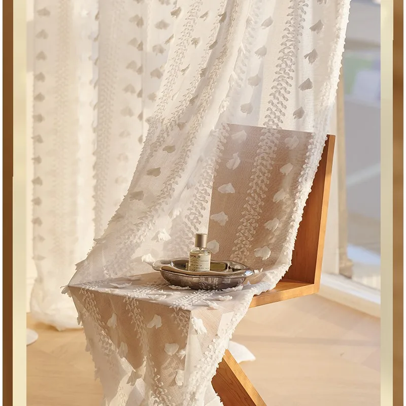 

Curtains for Bedroom Living Dining Room French Luxury Retro Dream Butterfly Yarn White Tulle High End Balcony Windows Door