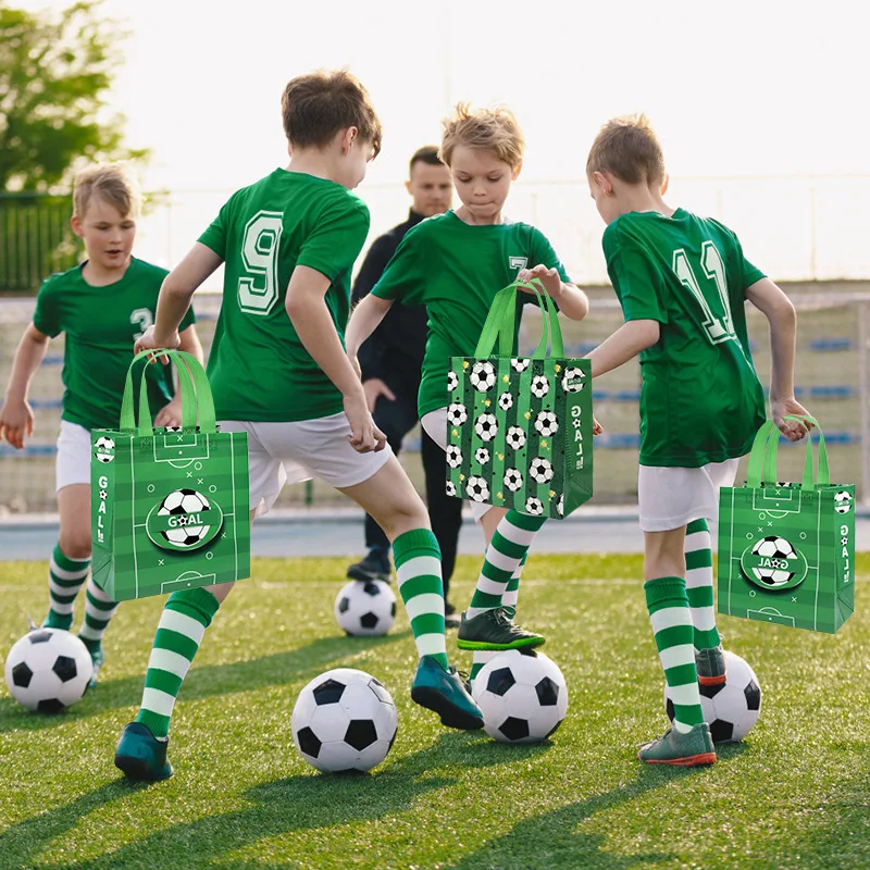 5/10 Stück Sport-Themen Fußball-Geschenktüten, Vlies-Einkaufstaschen, Geburtstagsgeschenke für Jungen, Gastgeschenke für Süßigkeiten-Verpackung – Detail 3
