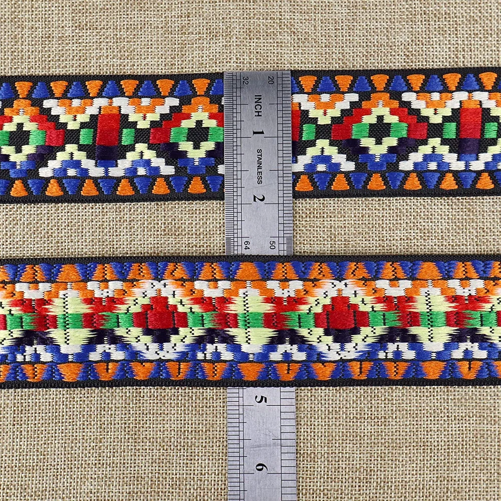 2M Colorful Jacquard Ribbon Trim Embroidered Lace Fabric 3CM Wide