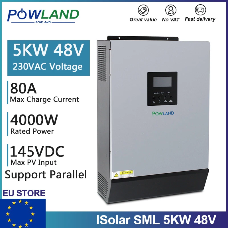 Powland 5000w Parallel Solar Inverter Builtin 80a Mppt Solar Charger