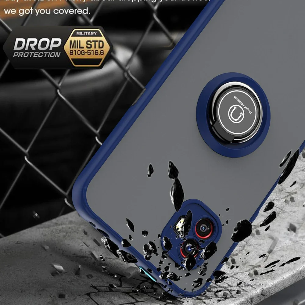 Armor Matte Shockproof Case with Ring Car Magnetic Holder Stand