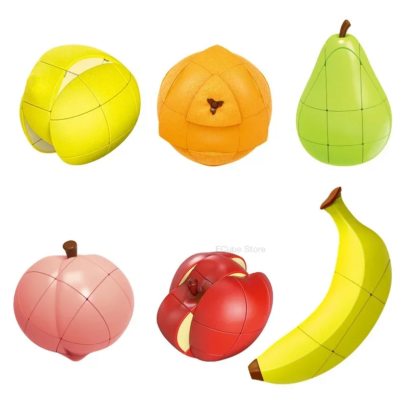 [ECube] FanXin Fruits 특이한 모양의 큐브 사과 레몬 오렌지 복숭아 배 3x3x3 바나나 2x2x3 어린이를 위한 선물