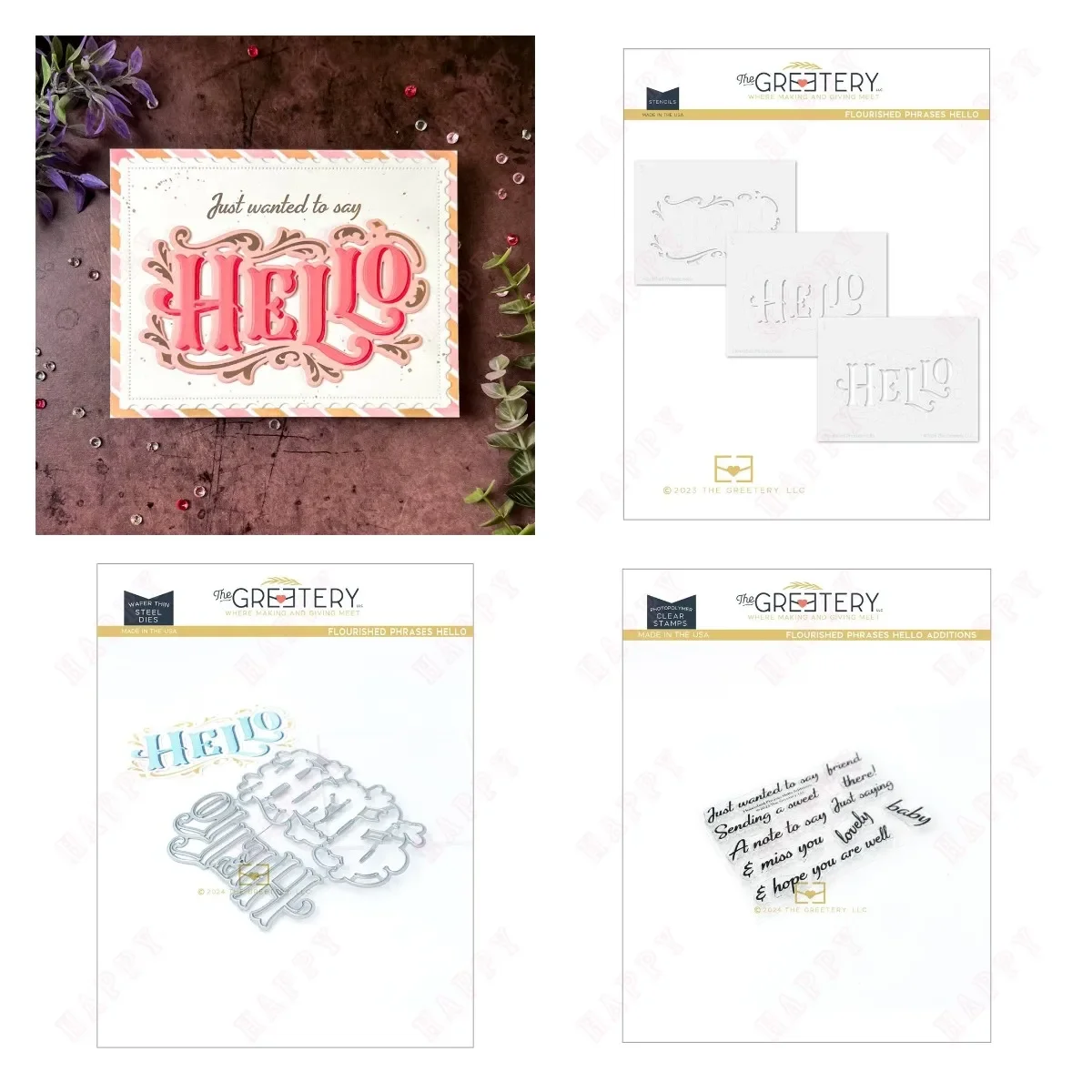 

Flourished Phrases Hello Stamps Stencil Set New Metal Cutting Dies DIY Scrapbooking Card Paper Cards Handmade Album Stamp New