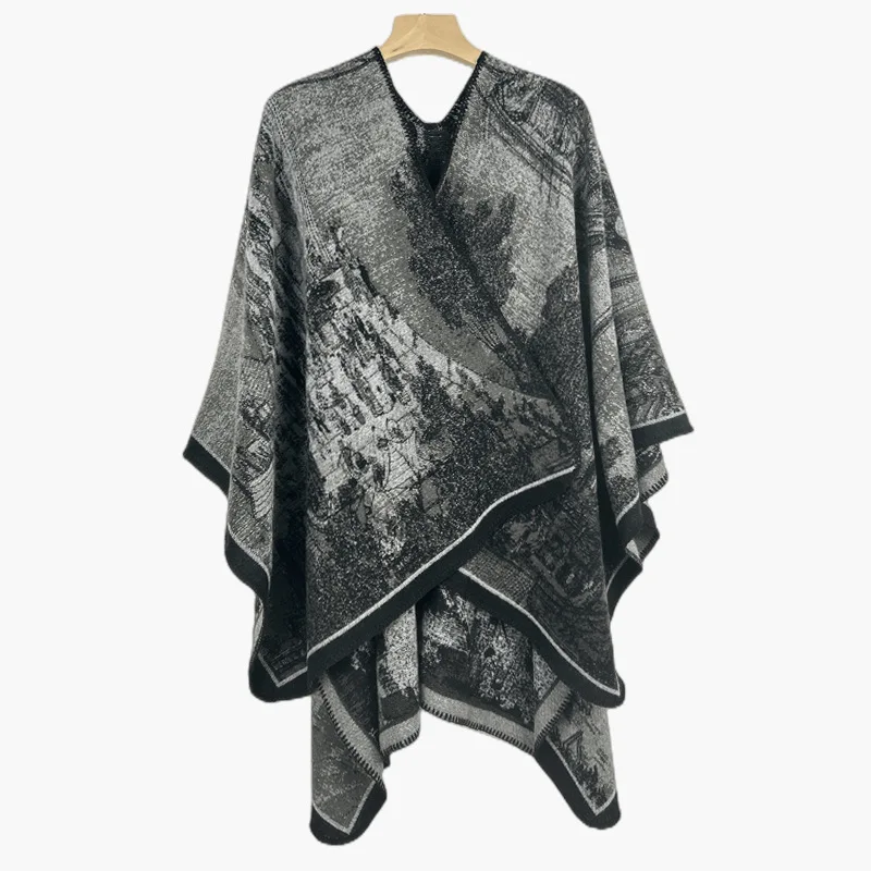 

Imitation Cashmere Cape Double Sided Dual Purpose Shawl Thickened Warmth Scarf for Style Poncho Car Travel Warmth Women