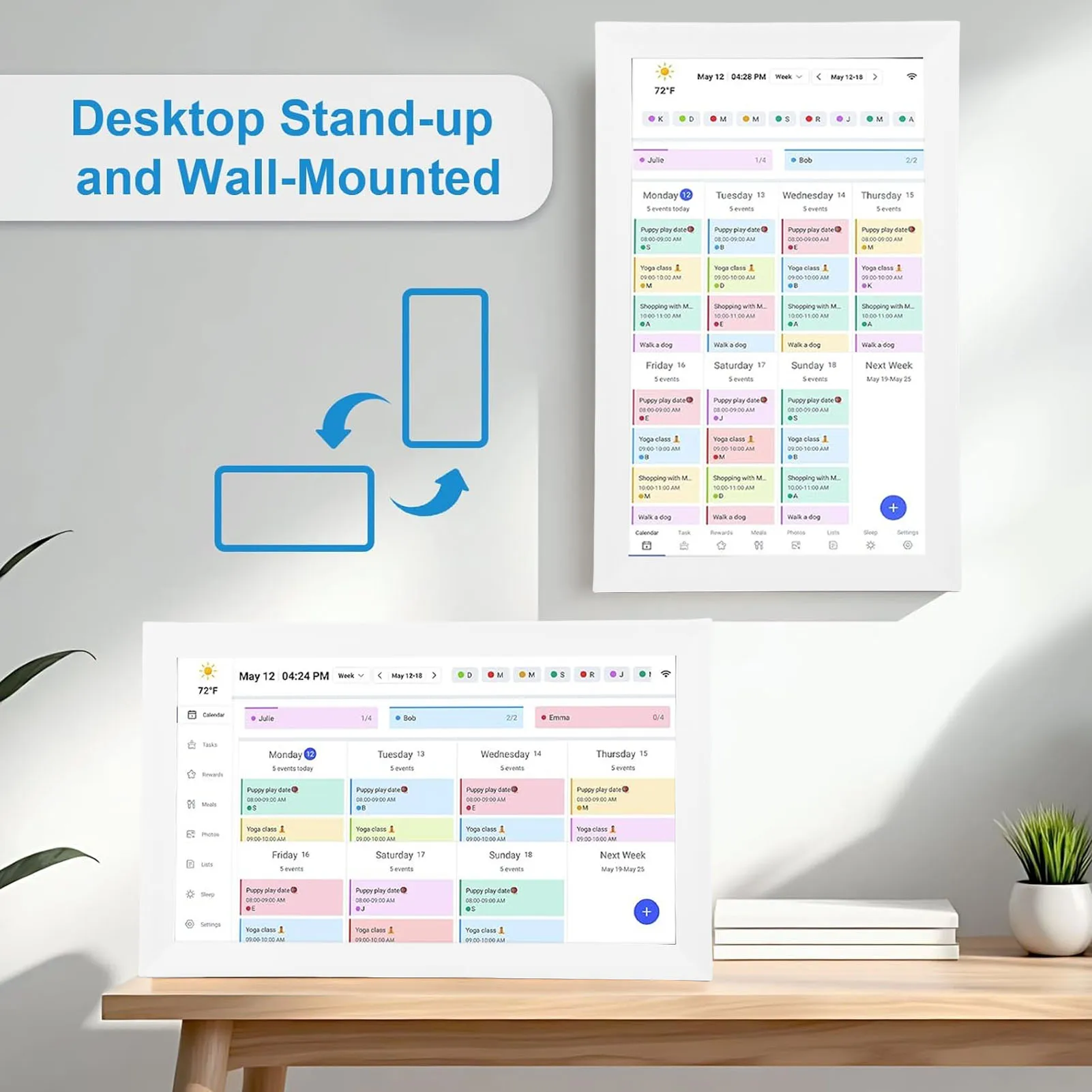 WiFi Smart Touchscreen 15.6 Inch Display Wall Planner Digital Calendar Chore Chart APP Control 32GB 2 Way Sync with Phones