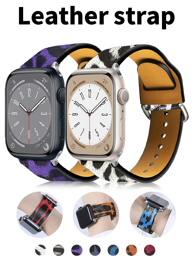 Leather Strap For Apple Watch Band 44mm 40mm 45mm 41mm 42mm 38mm 45 44