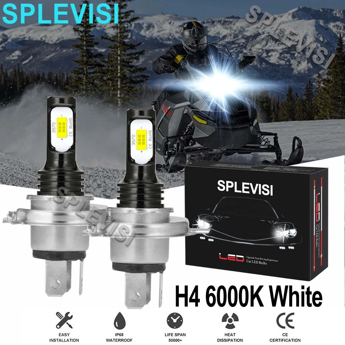 2x 70W  White LED Headlights For Ski-Doo Formula 380F 2000-2001 Formula III 600 1995-1999 Formula III 700 1998-2000 Snowmobile сознательная проза избранные эссе 1952 1995