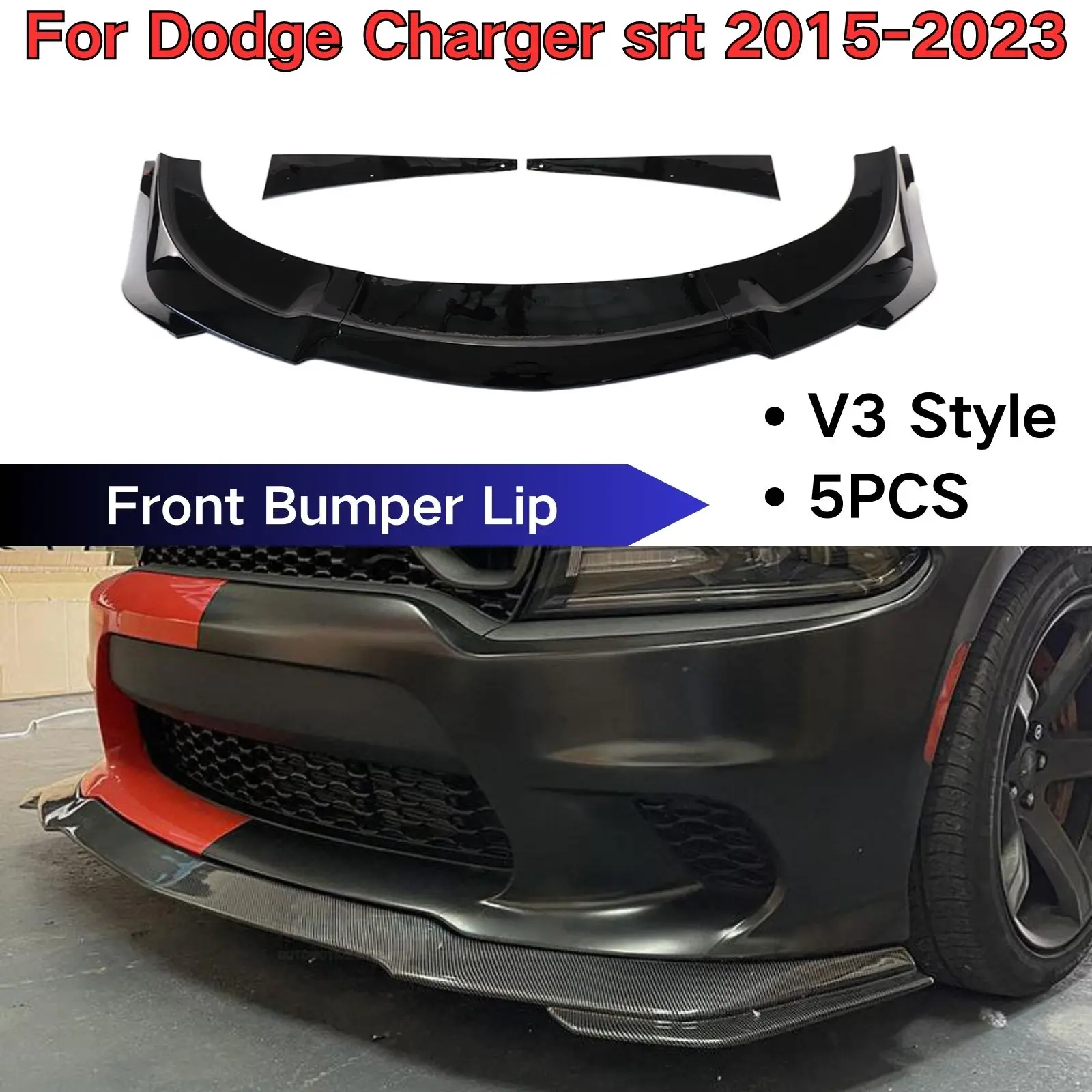 Charger SRT Parachoques Delantero Para Modelos 2015-2023, Negro