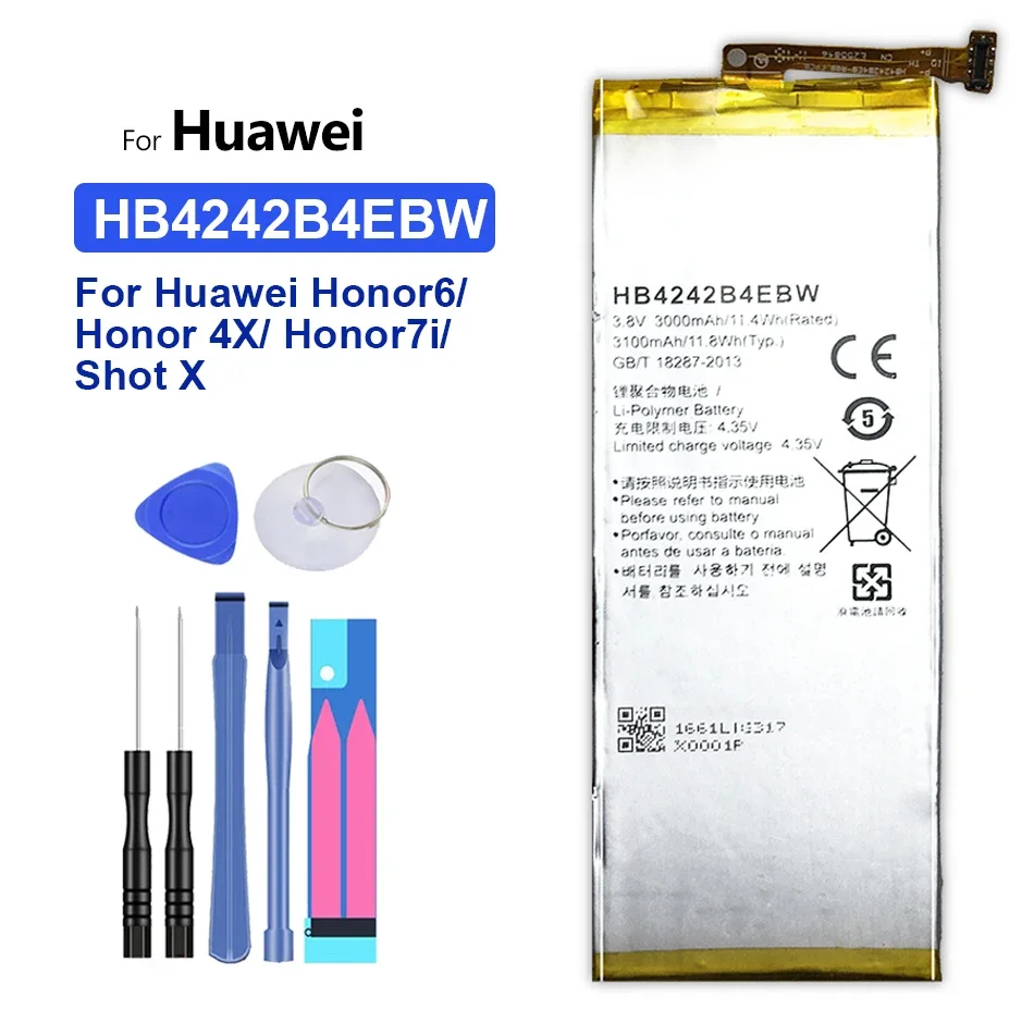 

Аккумулятор на 3000 мА · ч для Huawei Honor 6, Honor 6, Honor 4X, Honor 7i, Shot X, ShotX