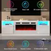 80 "TV Stand with 40" Electric Fireplace Large Modern Matte Texture with High Light Locker and 12 Color LED Lights 3