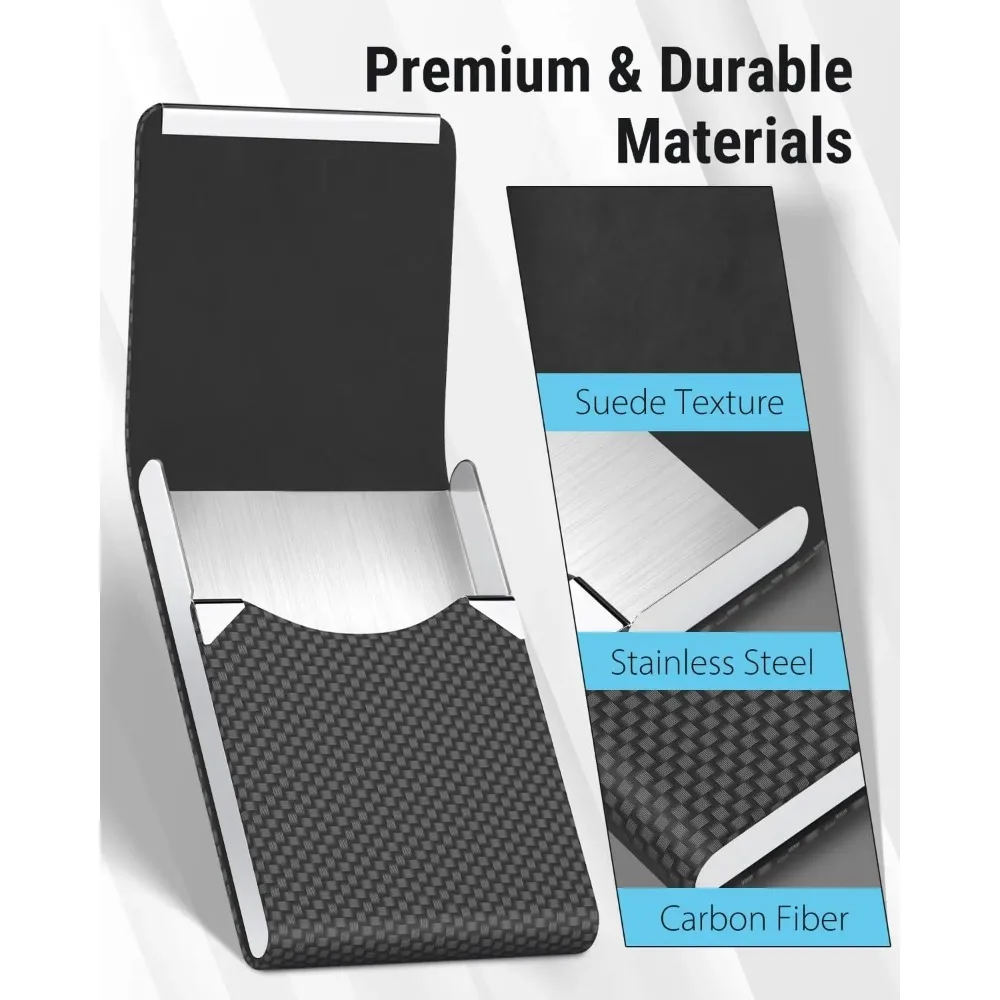 Elegant PU Leather & Stainless Steel Business Card Case with RFID Protection & Magnetic Closure