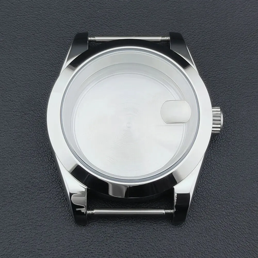 High-Quality Silver Watch Case, 36mm/39mm, Beveled Edge, Sapphire Crystal, 316L Stainless Steel