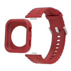 Silicone Strap & Protective Frame for Smartwatch - Versatile Wristband Accessories (Red)