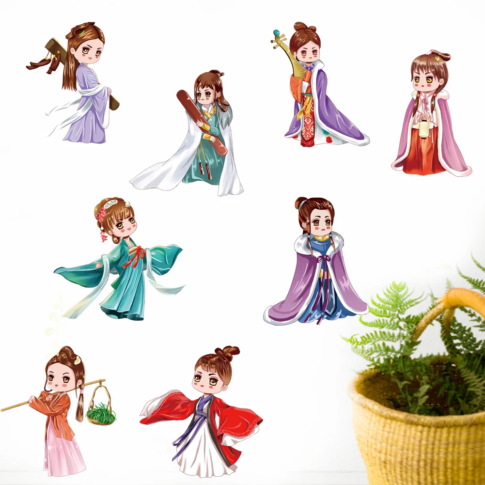 

Chinese style retro beauty wall stickers home decoration art decals creative girl room wallpaper decoration Xishi stickers