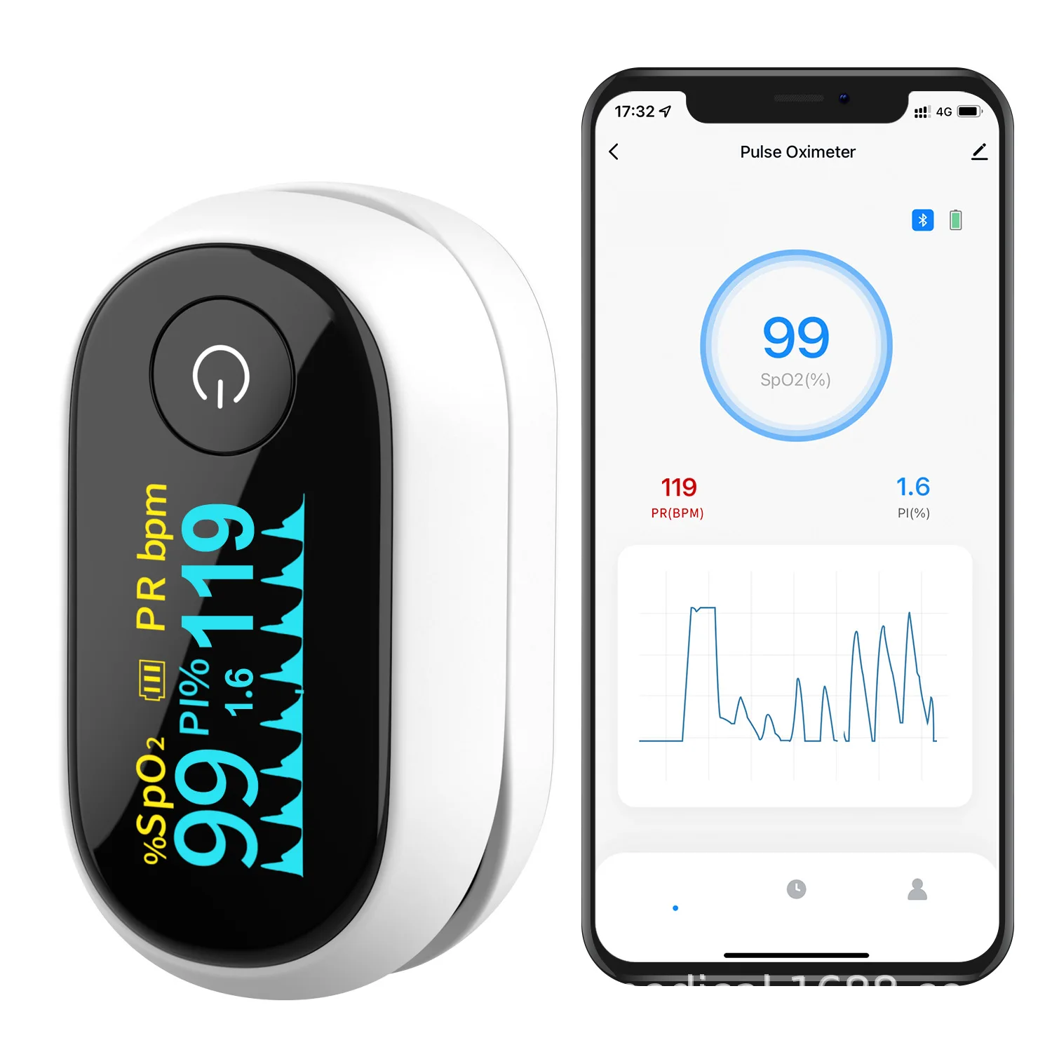 Bluetooth fingertip pulse oximeter multi function home blood oxygen