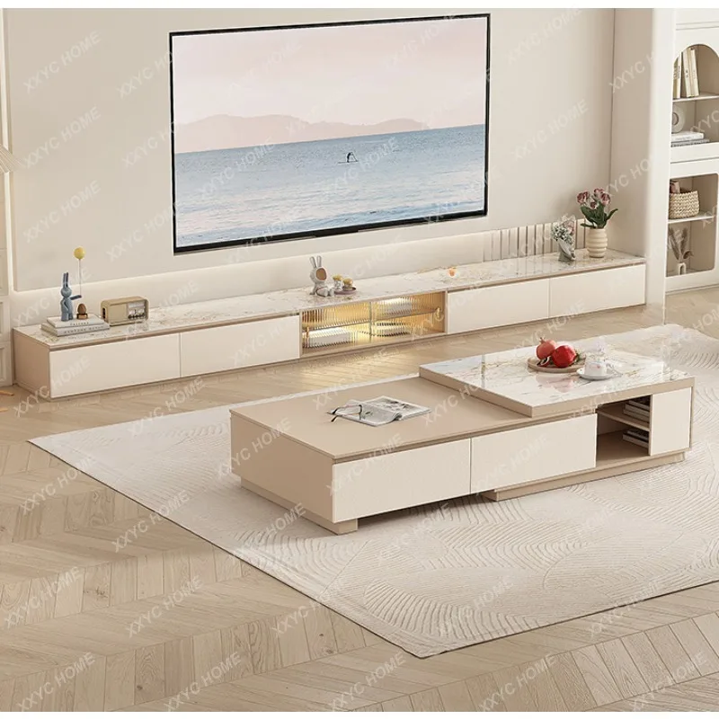 

Дизайн Sense Stone Plate прямоугольный журнальный столик высококачественный выдвижной французский кремовый стиль