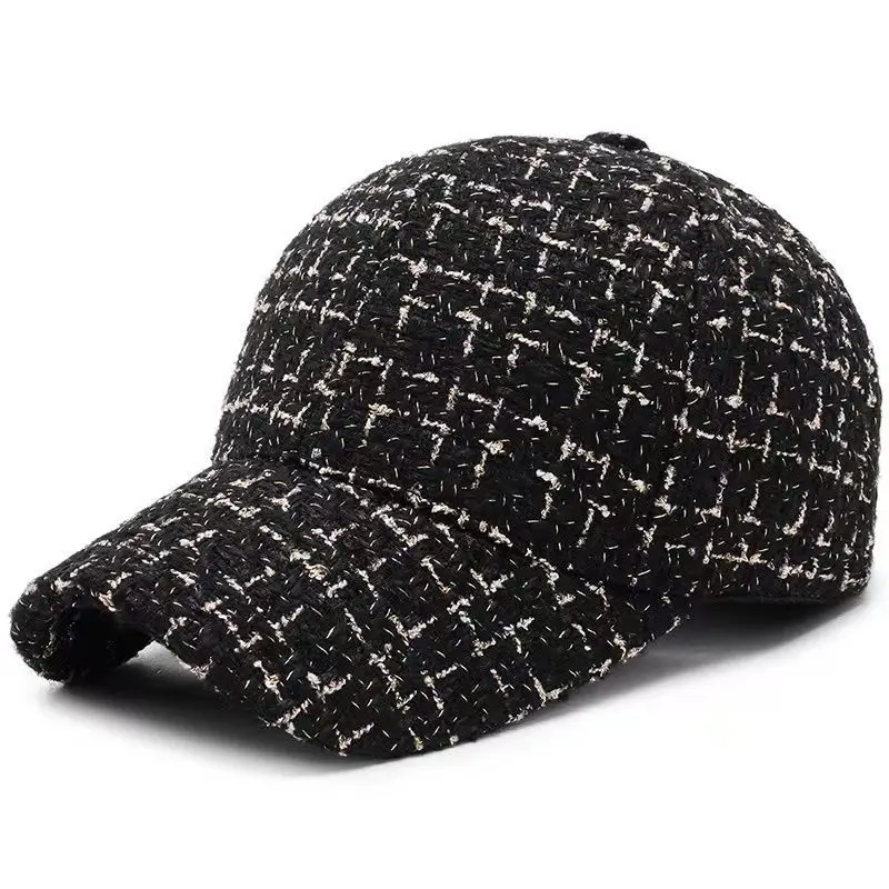 Autumn Winter Women Baseball Cap Fashion Gold Thread Tweed Snapback Caps Female Adjustable Outdoor Warm Sun Hat Elegant Dad Hats 5