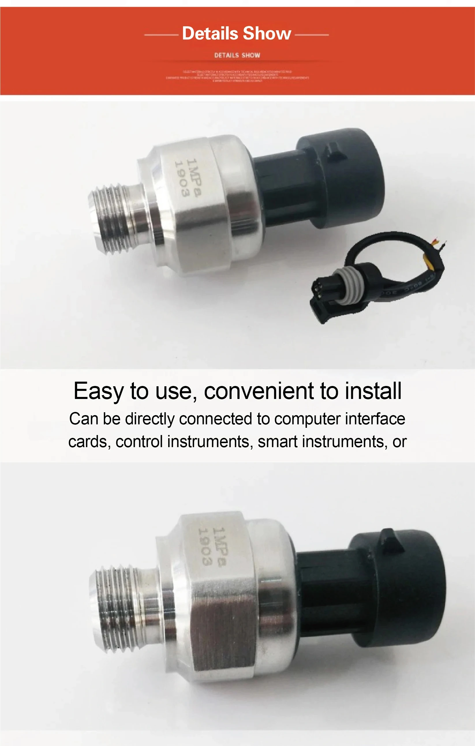 G1/4 Ceramic Pressure Sensor High Precision Compact Pressure Transducer for Wate
