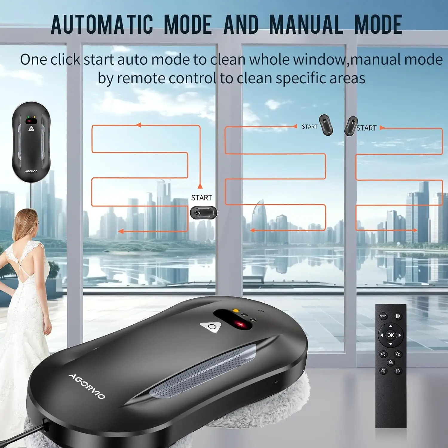 Robot,Smart Windows Robot Cleaner with Long Life BLDC Motor,Automatic Water Spray,Remote Control Window Washer Robot for Windows 4