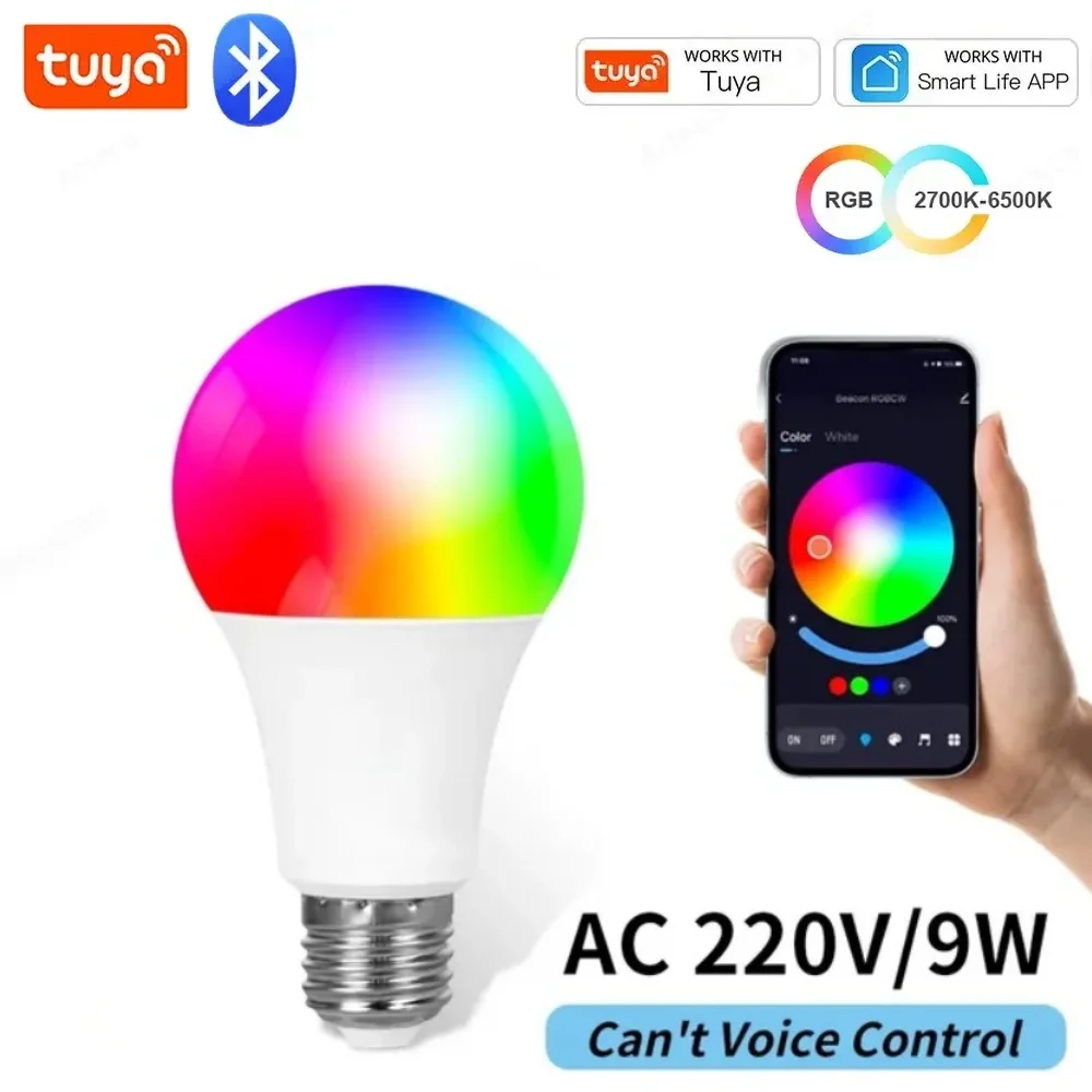 Smart Bulb EU E27 220V RGBW Works With Tuya Smart/Smart Life (Bluetooth)APP Short Range Control Dimmable Music Sync