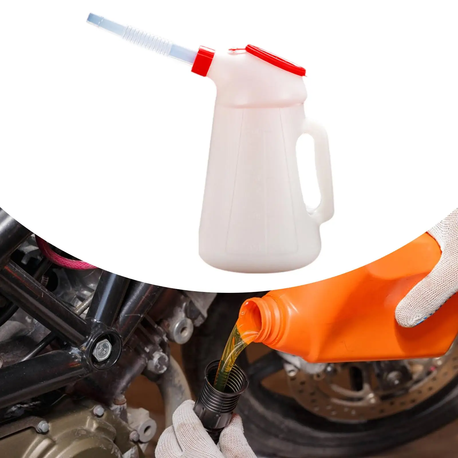 Oil Measuring Container Jug Oil Pots Jug for Automotive Motorcycle Car Fluids Dispenser with Lid Dustproof Cap spout