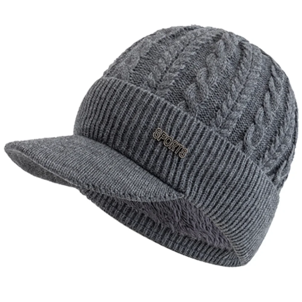 New Style Fashion Winter Warm Hat With Brim Thermal Beanie Hat Thicken Winter Hats For Men&Women Outdoor Knitted Hat