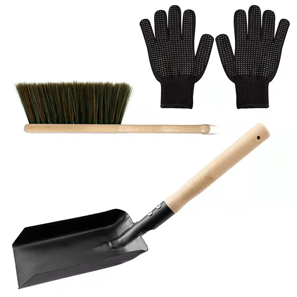

Comprehensive Fireplace Cleaning Kit Ash Shovel and Brush Set + Silicon Gloves Perfect for Dust and Debris Removal