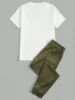 2024 Simple Casual Men's T-shirt Short-sleeved Suit And Pants Fashion Eagle Print Pattern Sports And Leisure Two-piece Set 2