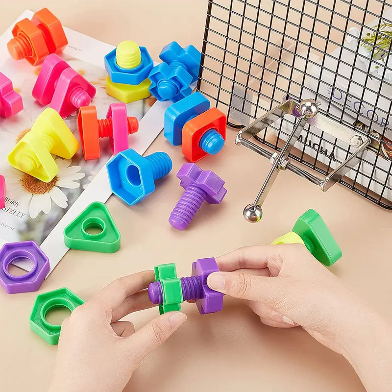 Plastic Nuts And Bolts Kids Screw Building Blocks Fine Motor Skills Montessori Educational Toys