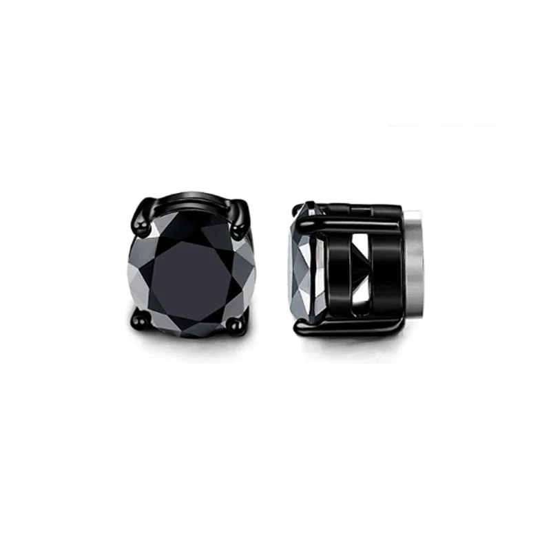 Vogem Set di 3-6 paia di orecchini magnetici per uomo e donna, in acciaio inox, con zirconia cubica, rotondi, non forati, 5 mm, 6 mm, 7 mm, 8 mm, 8 millimeters, Acciaio inossidabile, Zirconie