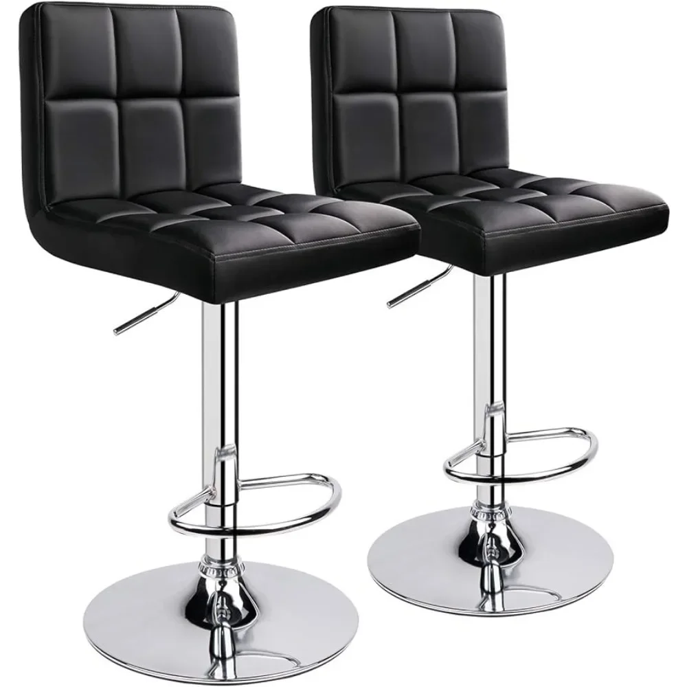 

Bar Stools Dining Room Chairs Modern PU Leather Adjustable Swivel Bar Stool With Back Set of 2 (Black) Chairs for Kitchen Chair