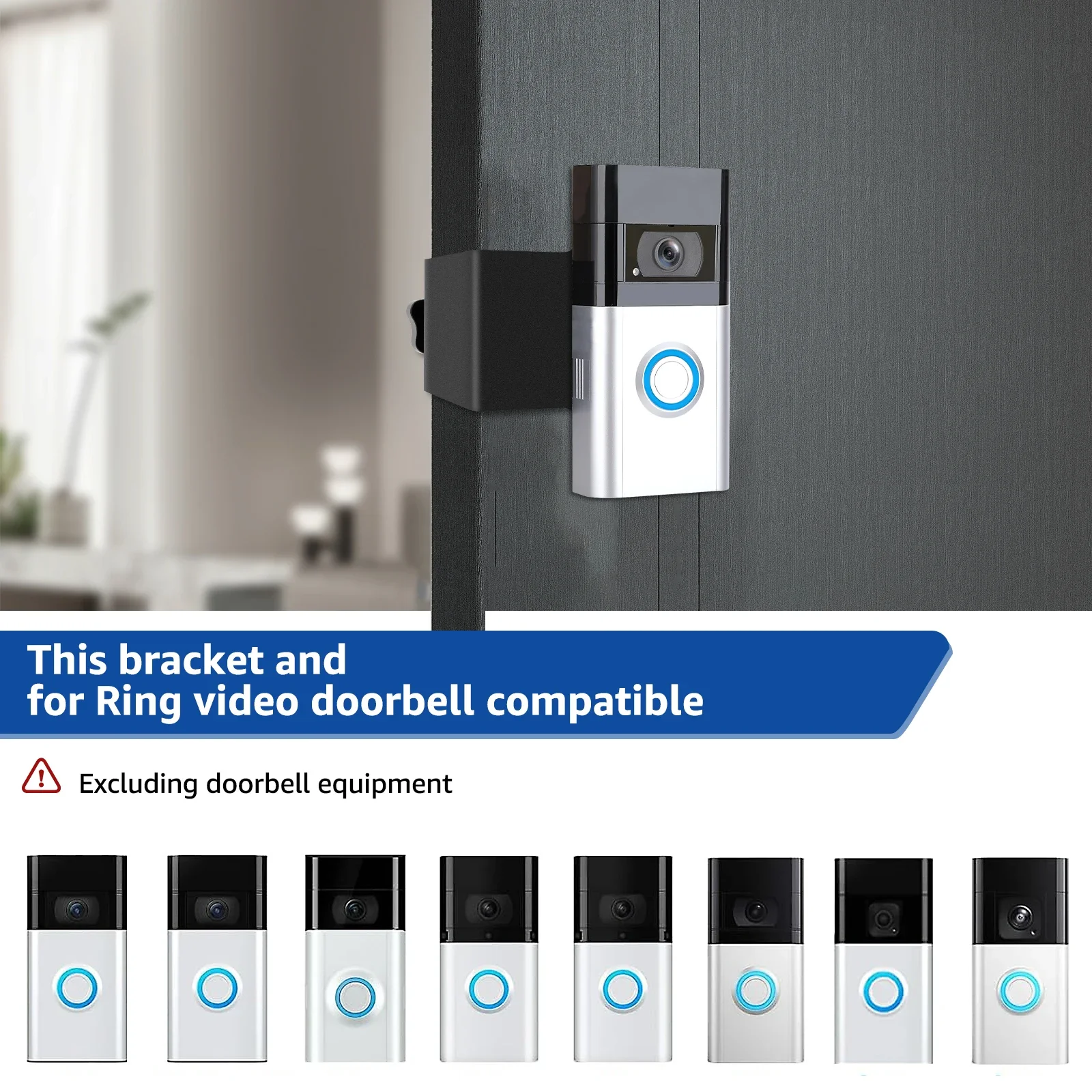 Video Doorbell Mount Anti-Theft Wireless Doorbell Door Holder Bracket Mounting Back Plate for Apartment Renters Home