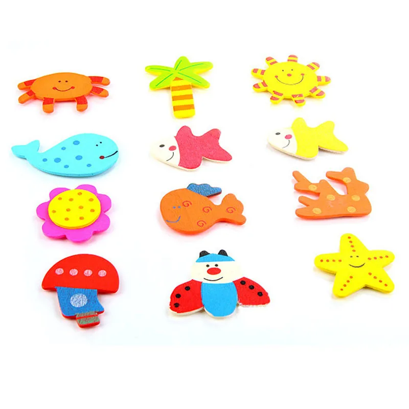 12pcs Animal Fridge Magnet Fridge Stickers Wooden Cartoon Kids Toys Child Educational Toys Cute Souvenir Gifts Magnetic Sticker 4