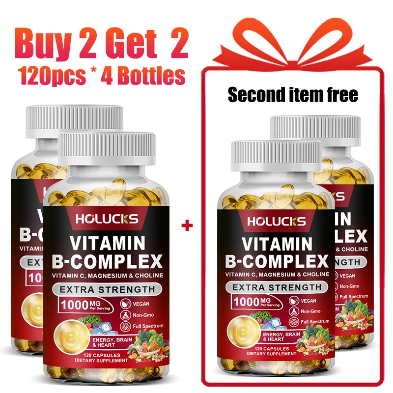 Premium Vitamin B Complex Supplement, Support Stress & Fatigue, Boosts Mood, Brain Function & Overall Vitality 1