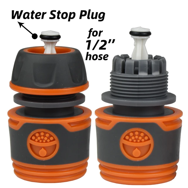 KESLA 2pcs 1/2" 3/4" Garden Hose Adapter 16mm Quick Connector Stop Plug Coupler Joint Water Irrigation Tube Repair Extender 3